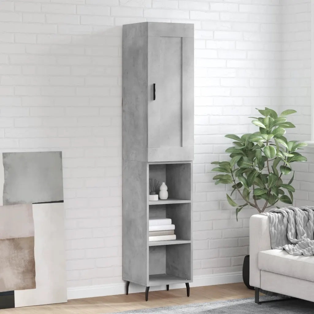 Credenza | Madia | Buffet da pranzo | Armadio da pranzo Grigio Cemento 34,5x34x180 cm in Legno Multistrato