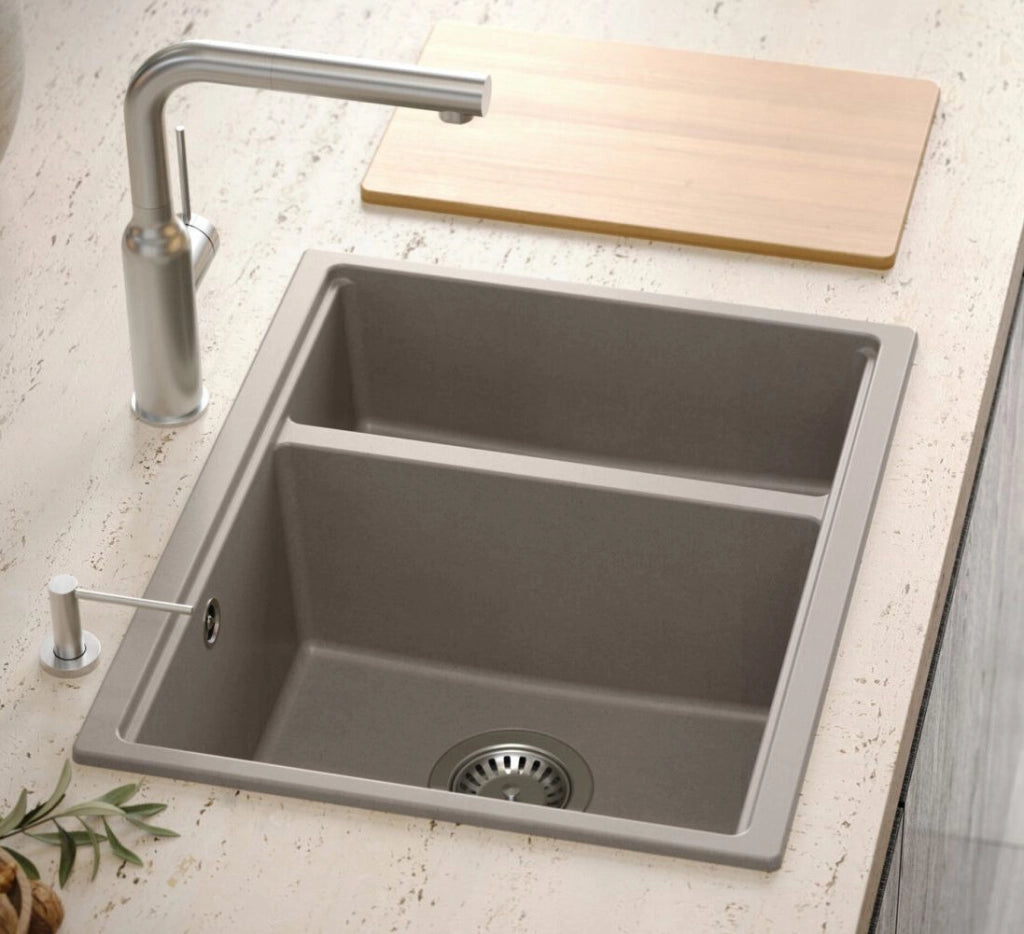 Lavello In Granito Logan 150 Beige Tappo acciaio
