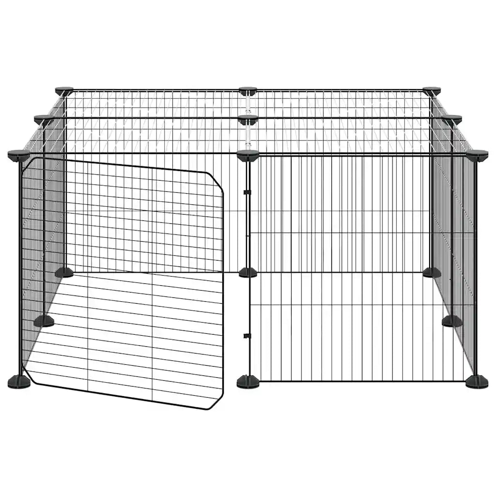 Gabbia per Animali 12 Pannelli con Porta Nero 35x35 cm Acciaio 3114054