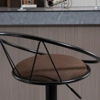Set 2 Sgabelli da Bar Girevoli con Schienale e Poggiapiedi in Metallo, Altezza Regolabile e Seduta Imbottita per Soggiorno e Cucina , Marrone 51x46x78-100cm