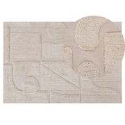 Tappeto Beige di Cotone fatto a mano morbido con motivo astratto 140 x 200 cm