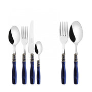 ARIANNA Ghiera Argento Anticato, Posate Set 50 Pz, Scatola Colore: Blu