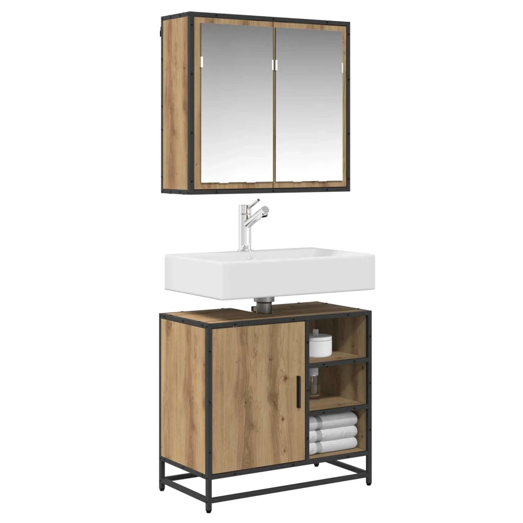 Set di mobili per il bagno con porta 2 pcs Rovere artigianale 3402403