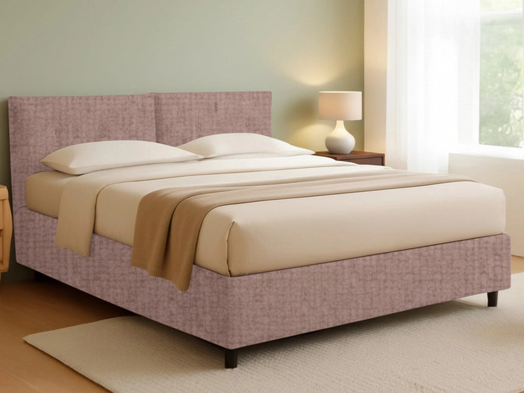 York, Letto Piazza e Mezza Sfoderabile Made in Italy, Rosa Antico