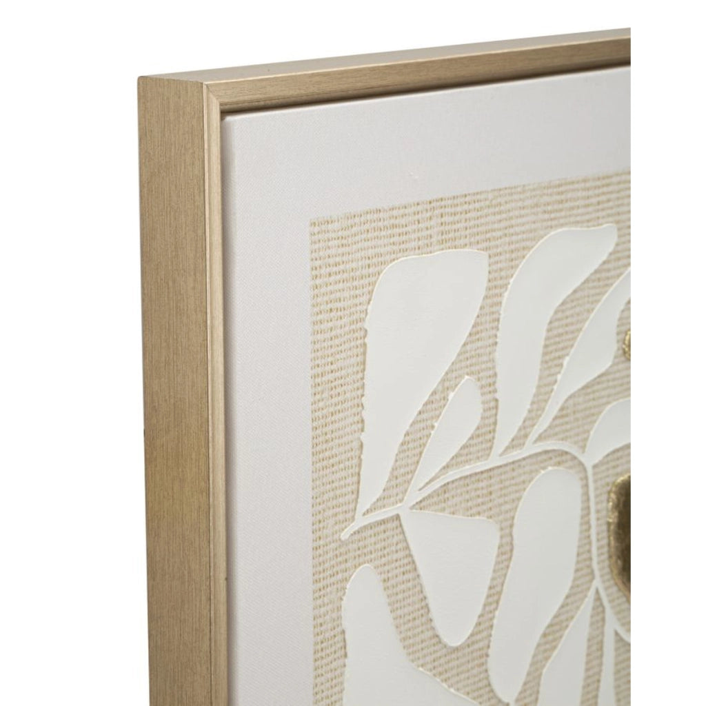Stampa su tela Goldy B foglie oro variante con cornice, 50x70 cm