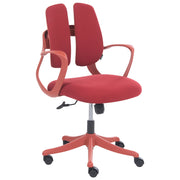 Sedia da ufficio in tessuto rosso girevole con schienale reclinabile regolazione in altezza e braccioli moderna