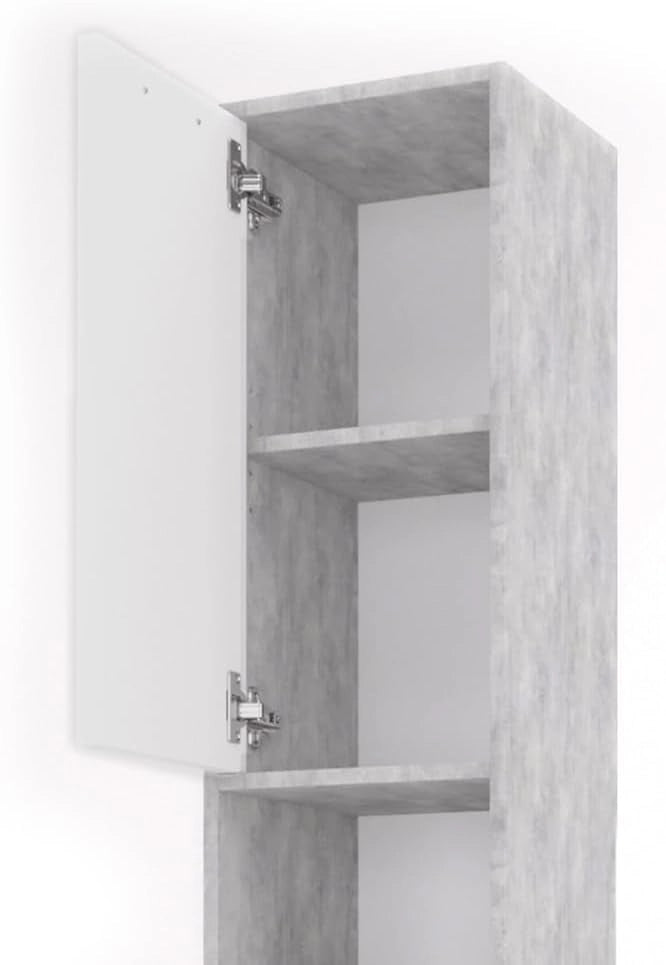 Set di mobili da bagno Maris, Bianco, 2 pezzi, con colonna e mobile a specchio per bagno, composto da armadio alto e armadietto a specchio