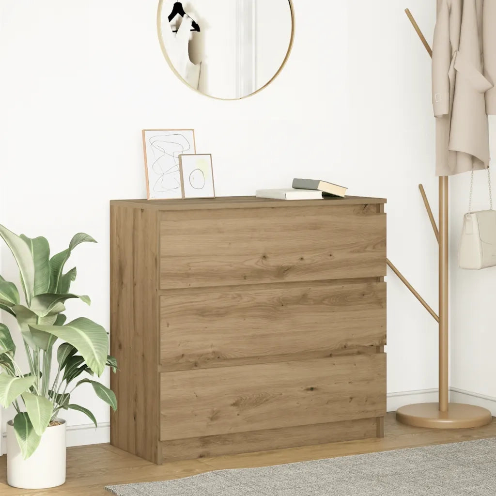 Credenza Rovere Artigianale 80x35x76 cm in Legno Multistrato 861741