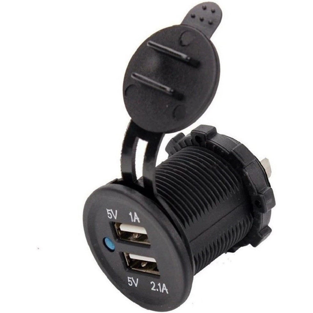 Trade Shop - Presa Di Ricarica 1a 2.1a 12v Moto Impermeabile Doppia Porta Usb Atv Barca Auto -