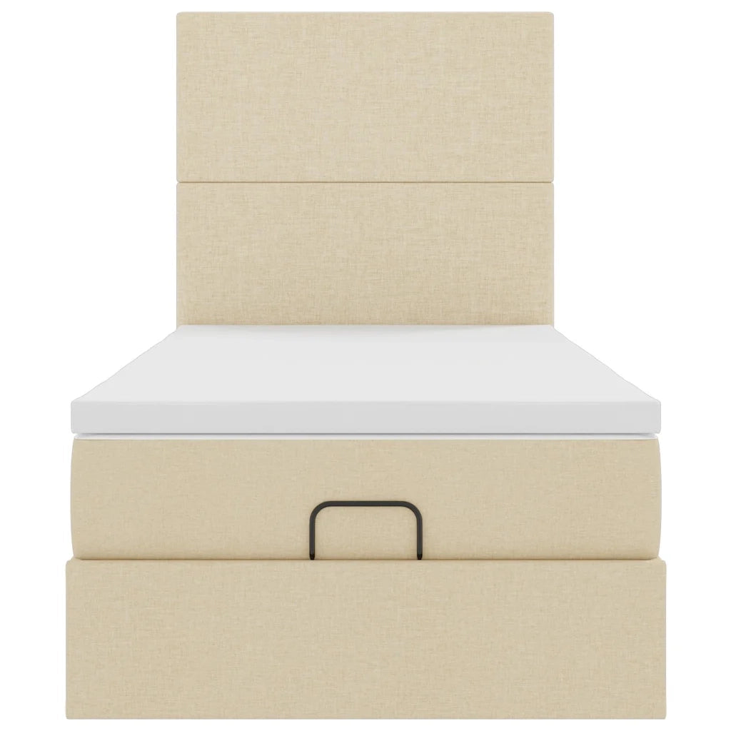 Struttura Letto Pouf con Materasso Crema 80x200 cm in Tessuto 3313883