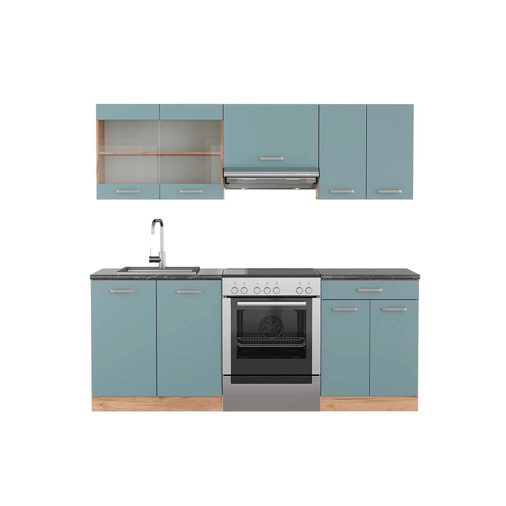 Vicco Cucina componibile Rovere blu-grigio/oro 200 cm , PL Antracite