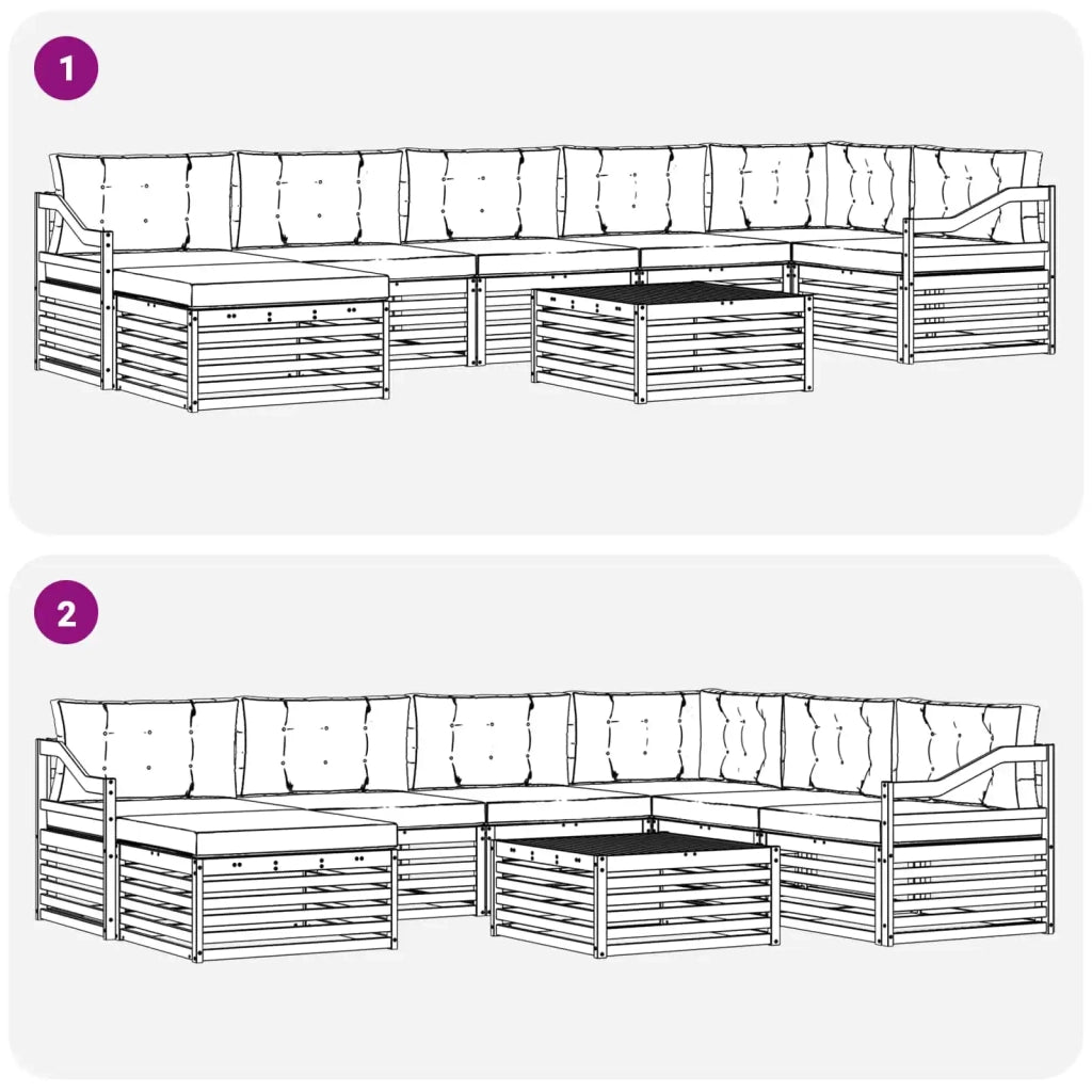 Set di divani da esterno con cuscino 8 pcs Naturale e Crema 3373875