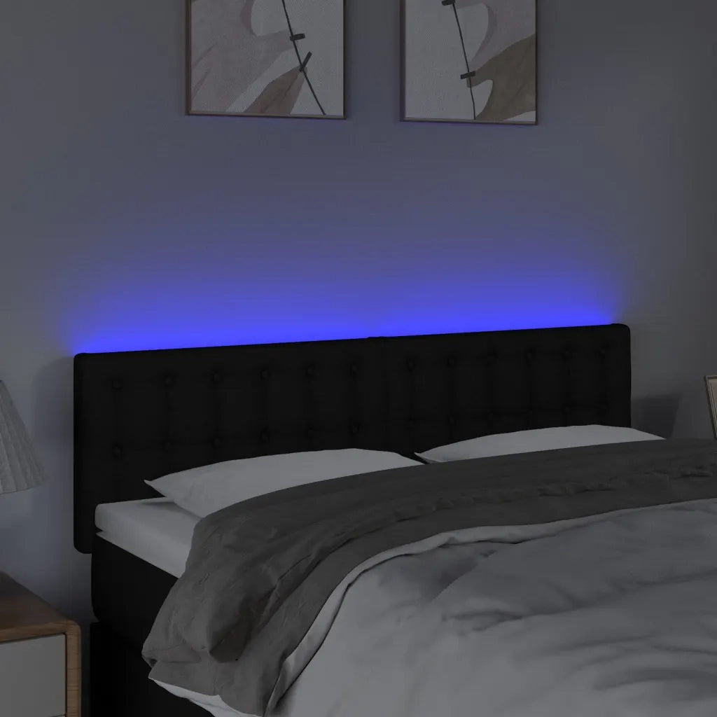 Testiera a LED-Testata con LED Nera 144x5x78/88 cm in Tessuto 740549