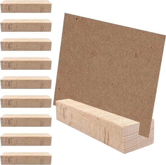 Supporto per cartelle in legno - 10 pezzi - quercia - nome della cartella - supporto per foto - posizionatore - matrimoni - ristoranti - conferenze