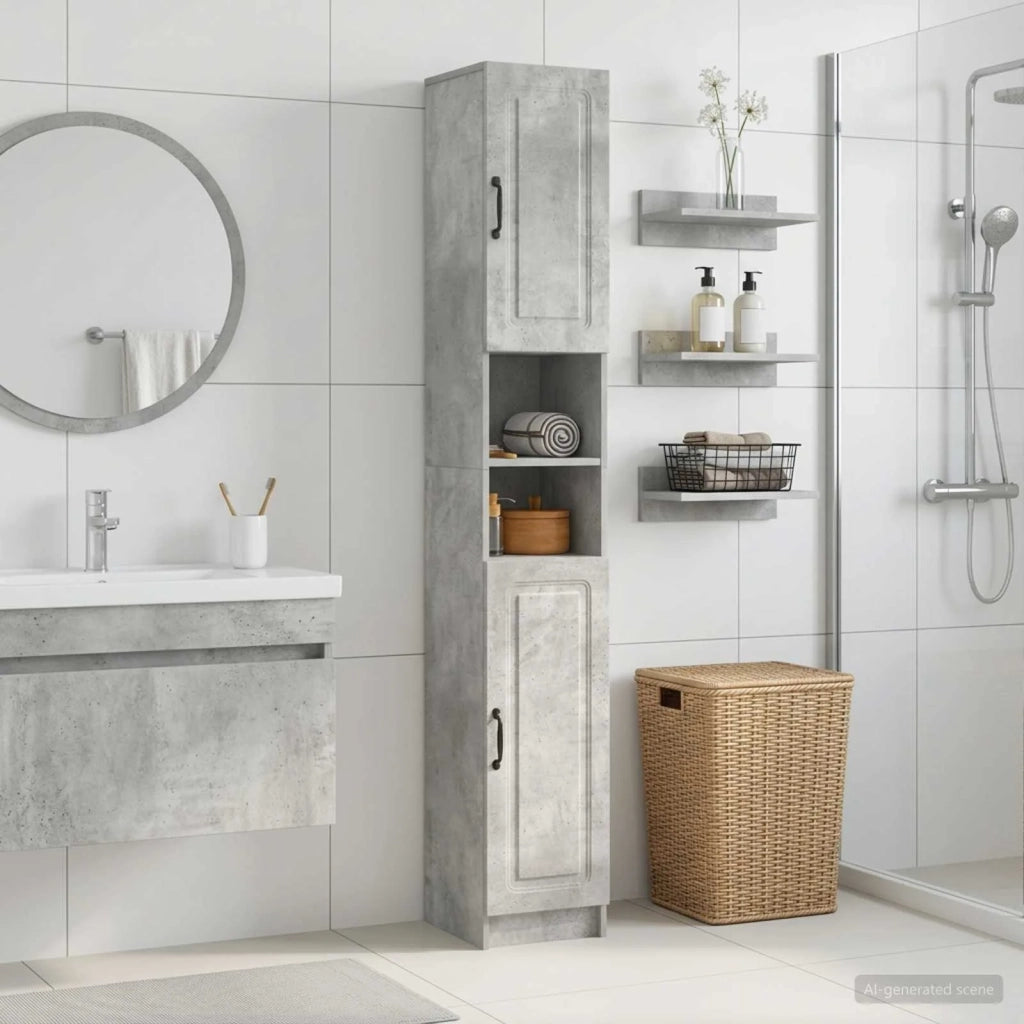 Armadio da Bagno con Ripiano Aperto UTRECHT Grigio Cemento 897698