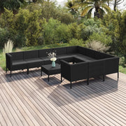 Set Divani da Giardino 11 pz con Cuscini in Polyrattan Nero cod mxl 38429
