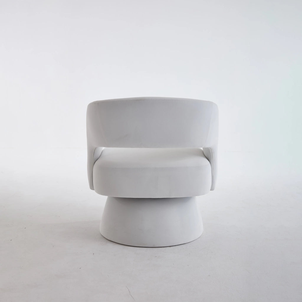 Sedia Girevole 360¡ã ¨C MINIMAL ¨C Velluto Beige, Schienale Aperto, Base in Metallo