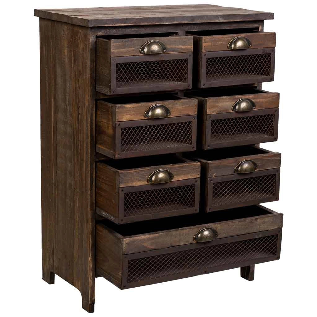 Cassettiera in legno con 7 cassetti marrone 59x34x80,5h cm