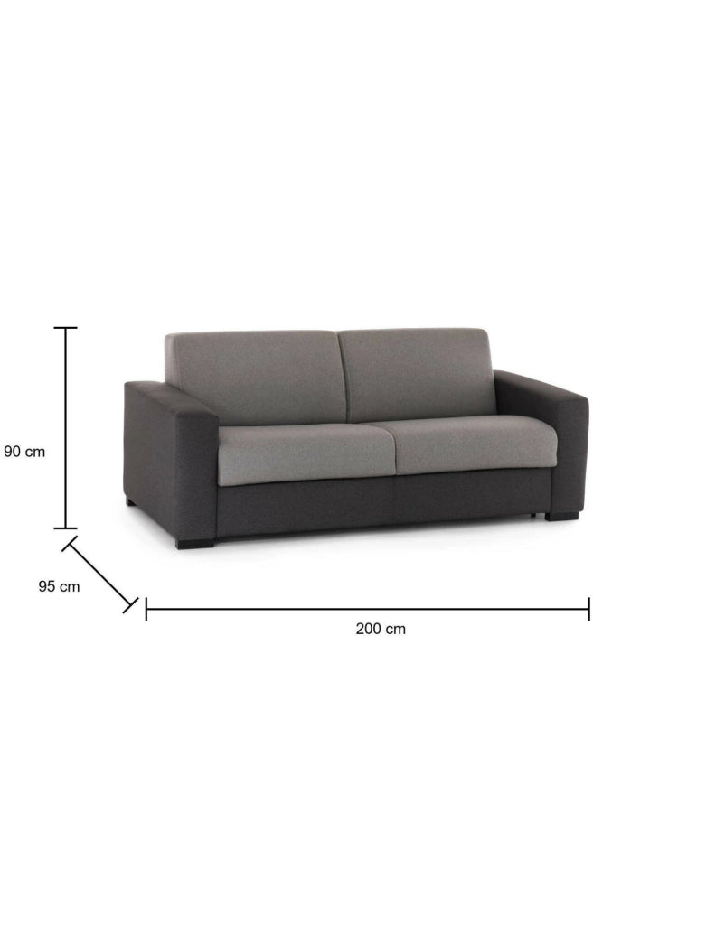 Andymion, Divano Letto 2 Posti Sfoderabile Made in Italy, 200x95 cm Grigio