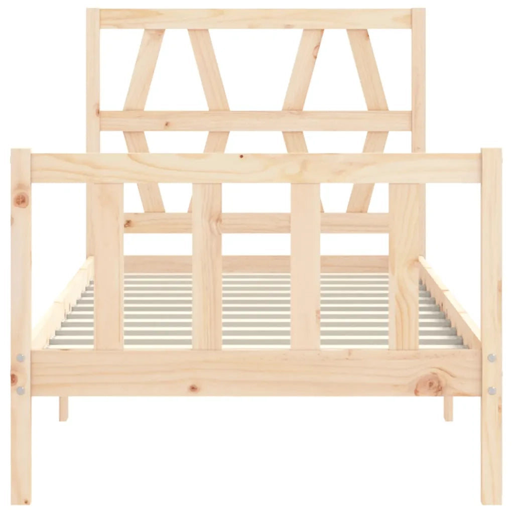 Giroletto con Testiera Single-Struttura Letto in Legno Massello 389542