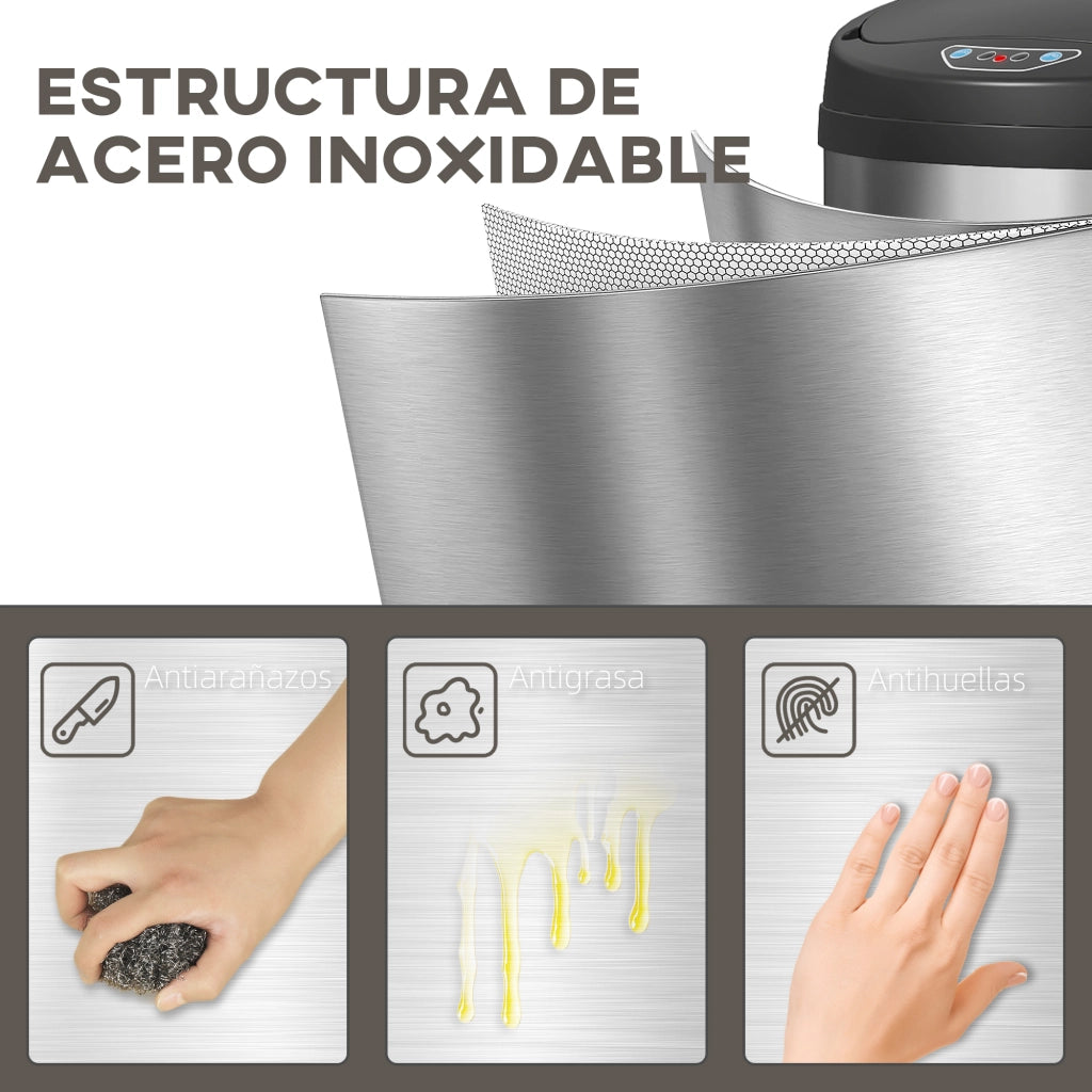 Cestino Portarifiuti Cucina 30 L ¨C zephmum ¨C Acero Inox Argento