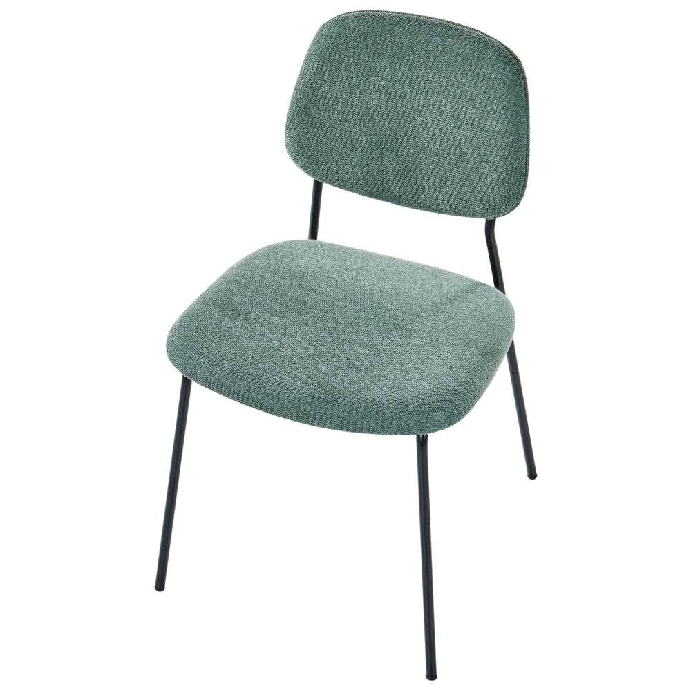 Set di 4 sedie da pranzo verde nero poliestere gambe in ferro senza braccioli cappucci protettivi design minimalista moderno impilabili