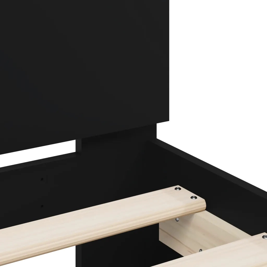 Giroletto con Testiera-Struttura Letto con testiera Nero 90x200 cm in Legno Multistrato 689150