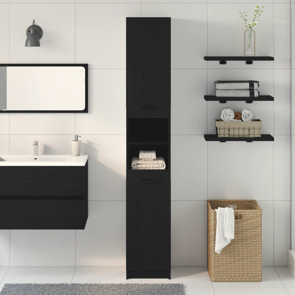 Mobile da bagno in rovere nero  - 32x34x188,5 cm