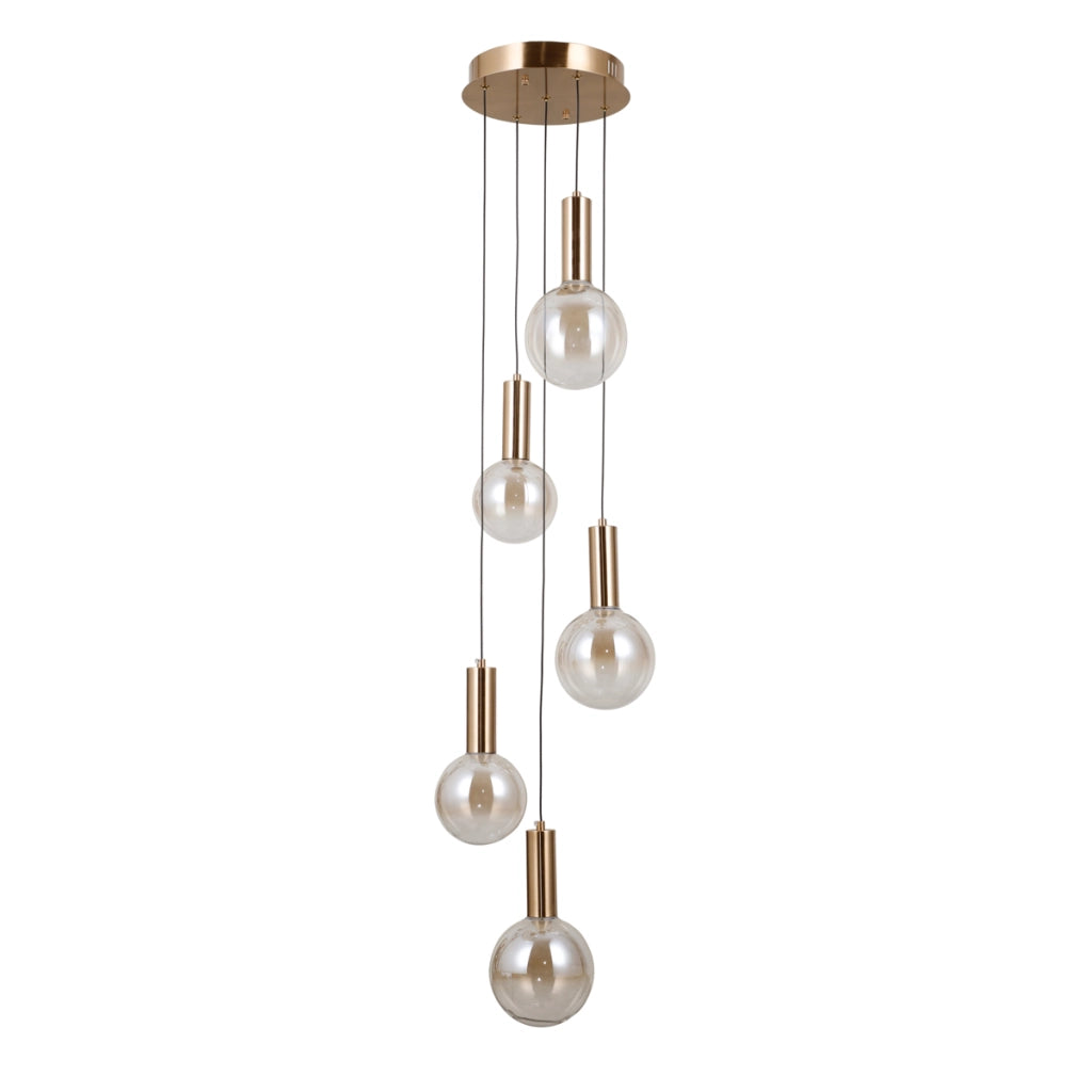 Lampadario LED 25W oro con sfere ambra STRELA Italux