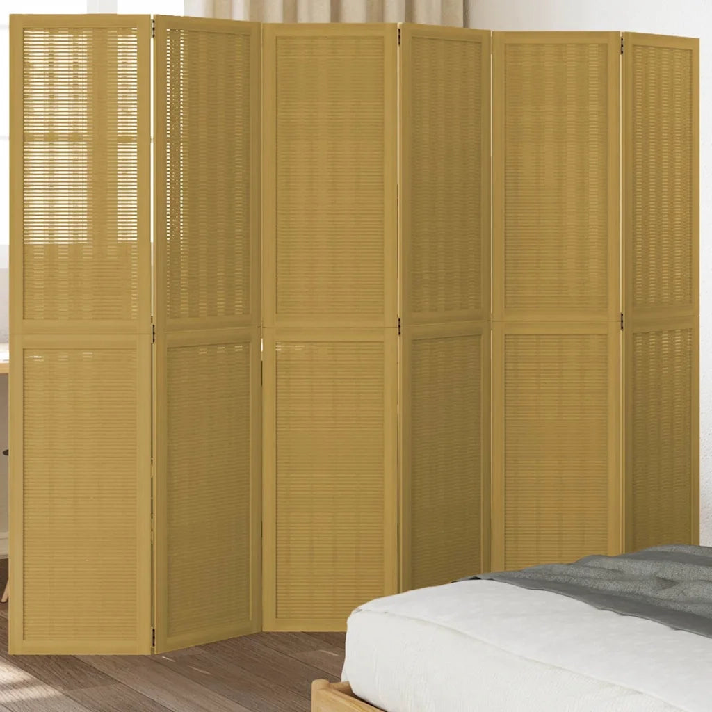 Divisorio Ambienti 6 Pannelli Marrone Legno Massello Paulowniacod mxl 92056