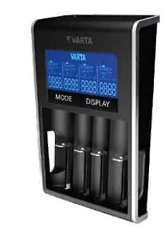VARTA 57676101401 LCD Dual Tech Charger per Batterie Ni-MH AA AAA e Li-Ion 18650 14500 10440 con Display LCD e Uscita USB 5V 1A colore Nero