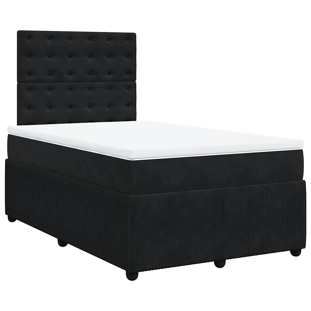 Giroletto a Molle con Materasso Nero 120x190 cm in Velluto 3292300
