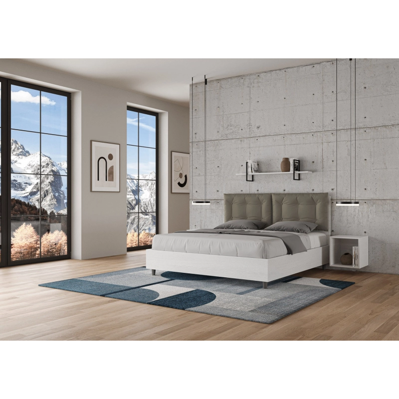 Letto Matrimoniale 160x200 cm cuscinatura Egos Annalisa - Similpelle,Cappuccino,Con rete
