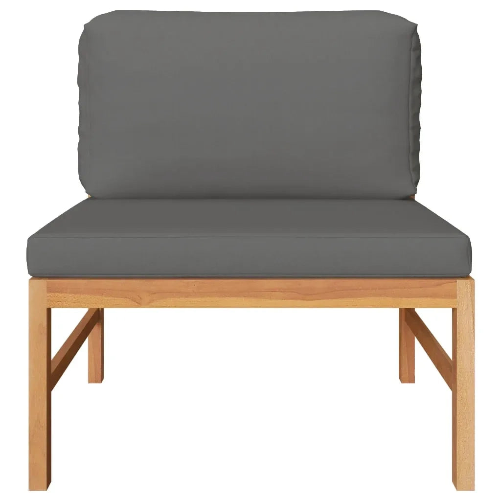 Divano Centrale con Cuscini Grigio Scuro in Massello di Teak cod mxl 55994