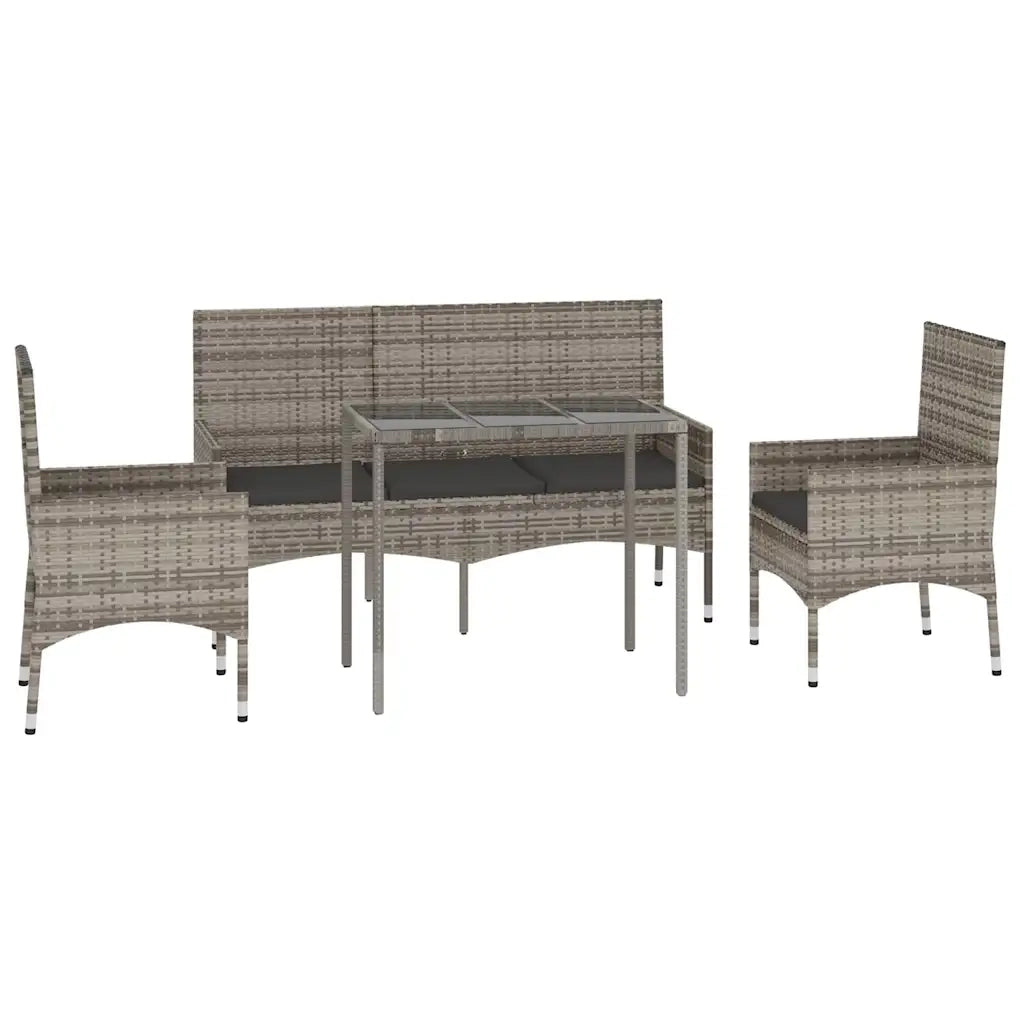 Set Divani da Giardino 4 pz con Cuscini-Sofa da giardino in Polyrattan Grigio 889994