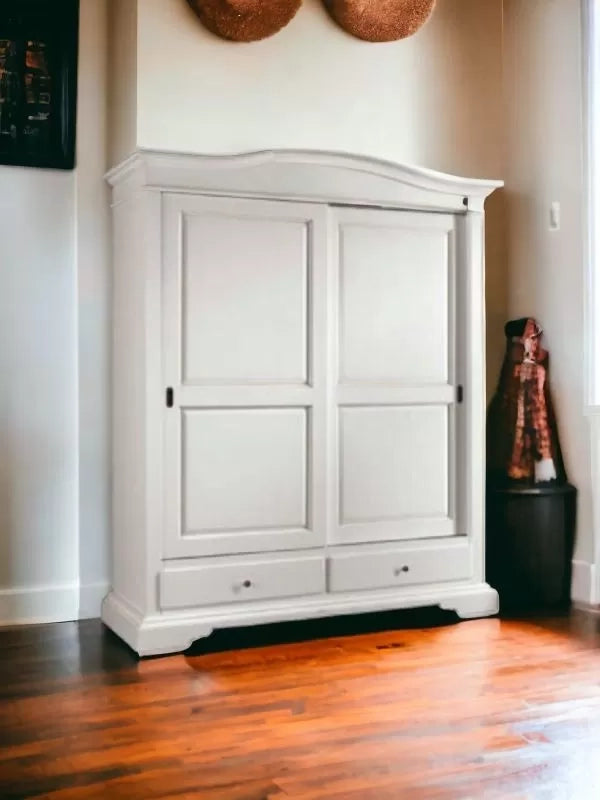 Armadio 2 porte scorrevoli classico legno bianco 180x67x225h (1398) - Mobili 2G