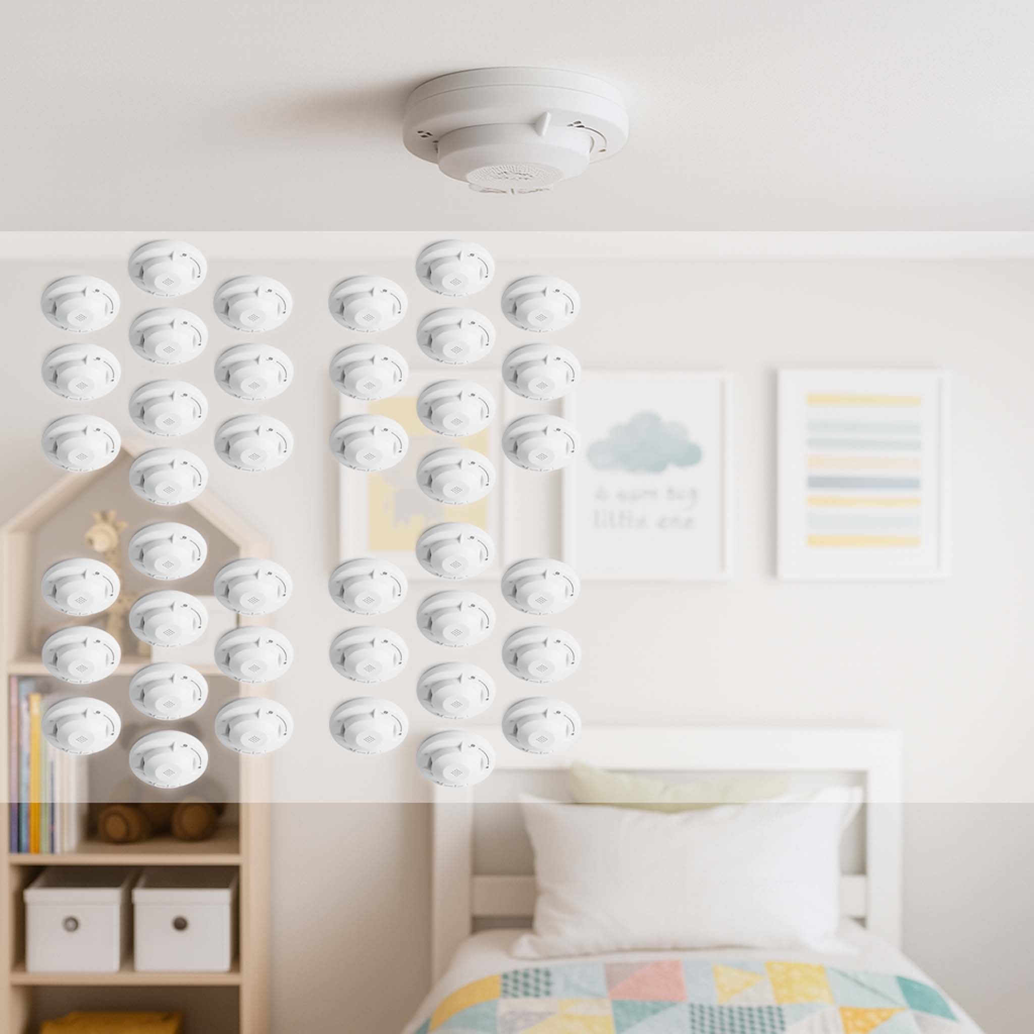 40x Rilevatore di fumo collegabili via radio Batteria da 40 anni e radio frequenza Allarme antincendio fotoelettrico da 840 dB per un'efficace protezione in appartamenti e case