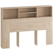 Testiera Letto con  4 scomparti aperti, 140 x 19 x 103,5 cm, Legno naturale