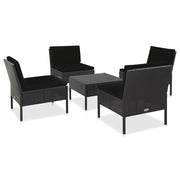 Set Divani da Giardino 5 pz con Cuscini in Polyrattan Nero cod mxl 35514