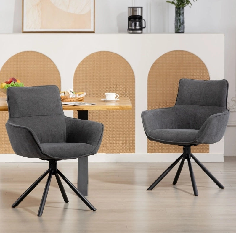Set di 2 sedie da pranzo girevoli grigio scuro