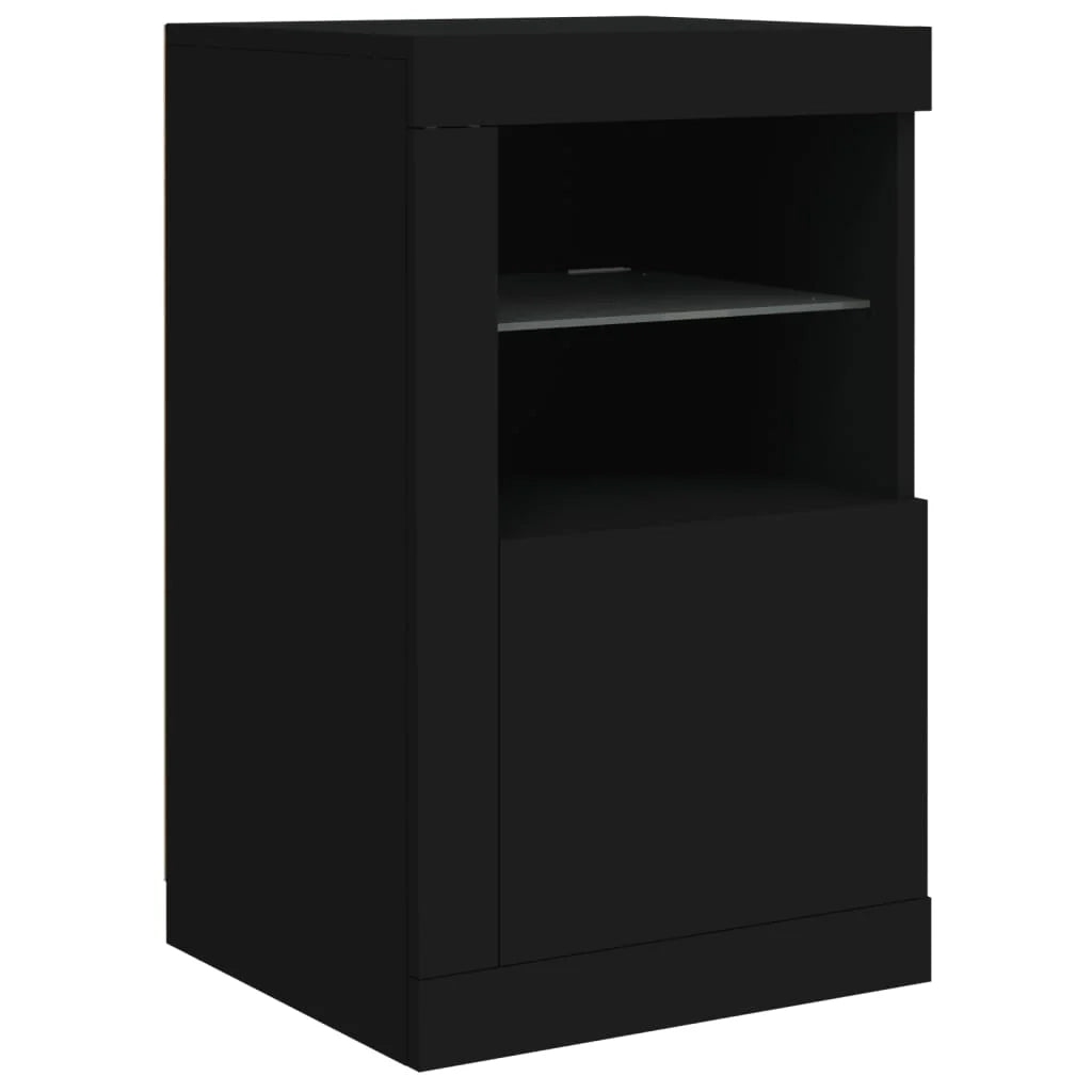 Buffet credenza cassettiera armadio mobile contenitore organizer per cucina soggiorno salotto con luci LED 123 x 37 x 67 cm nero 02_0030012