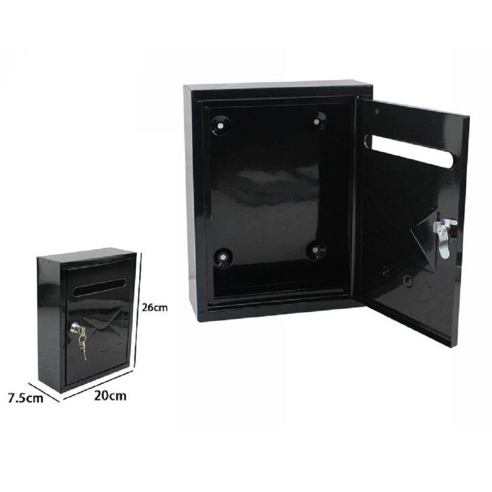 Trade Shop - Cassetta Posta Postale Box Lettere In Metallo Da Esterno Nera 26x20x7.5cm 64912 -