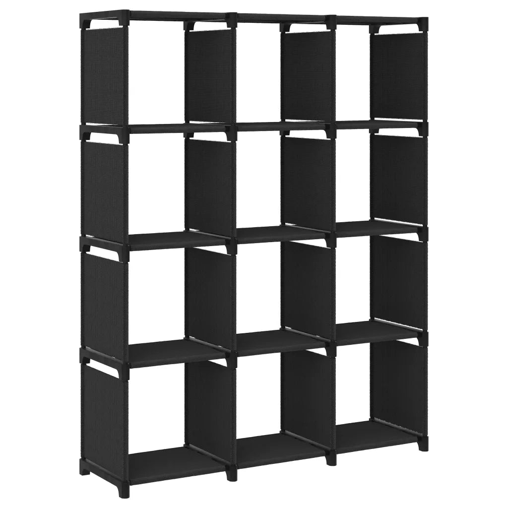 Mensola con 12 Vani a Cubo Nera 103x30x141 cm in Tessuto cod mxl 10329