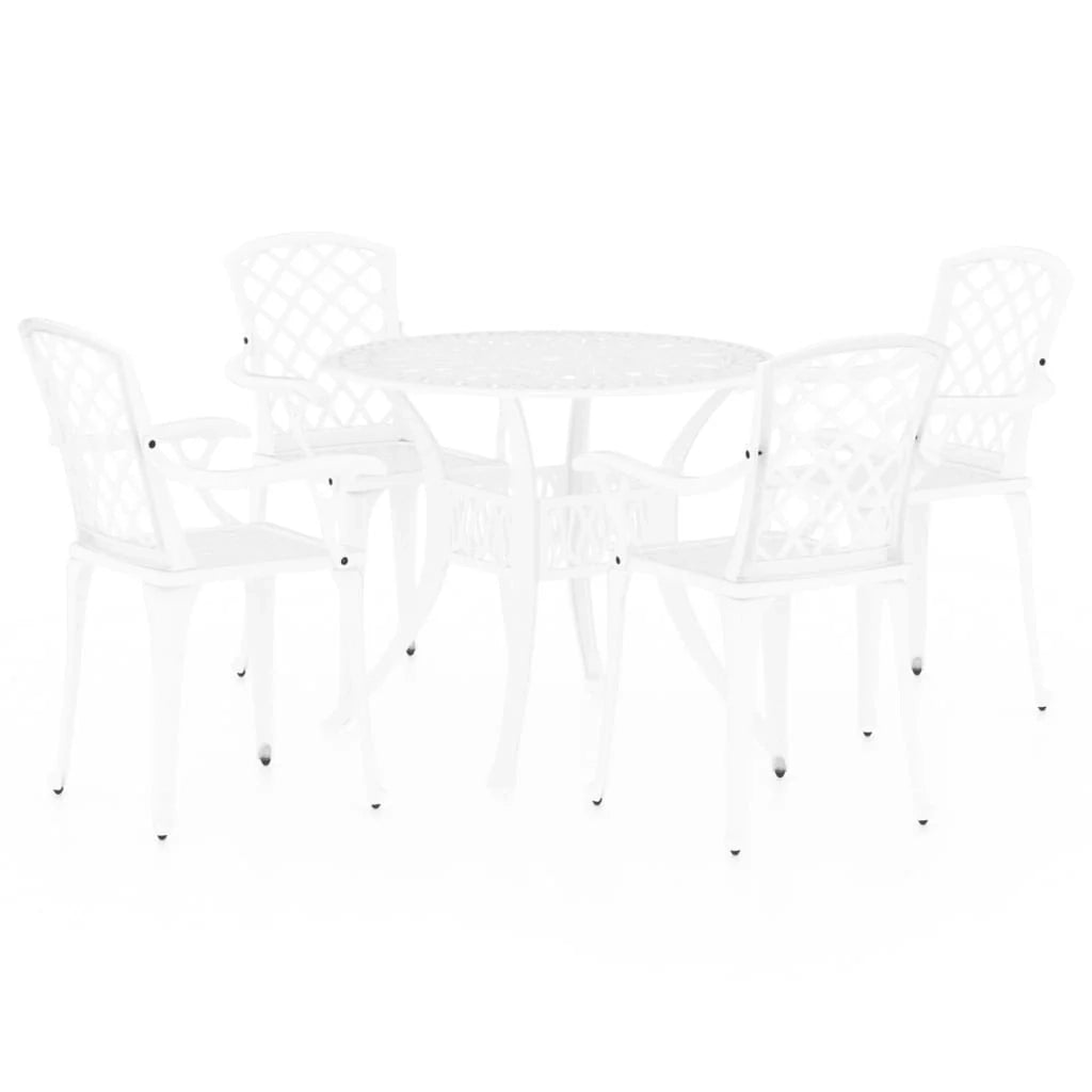 Set da bistrot da giardino composto da 5 pezzi in alluminio pressofuso bianco mobili da esterno per patio 02_0013531