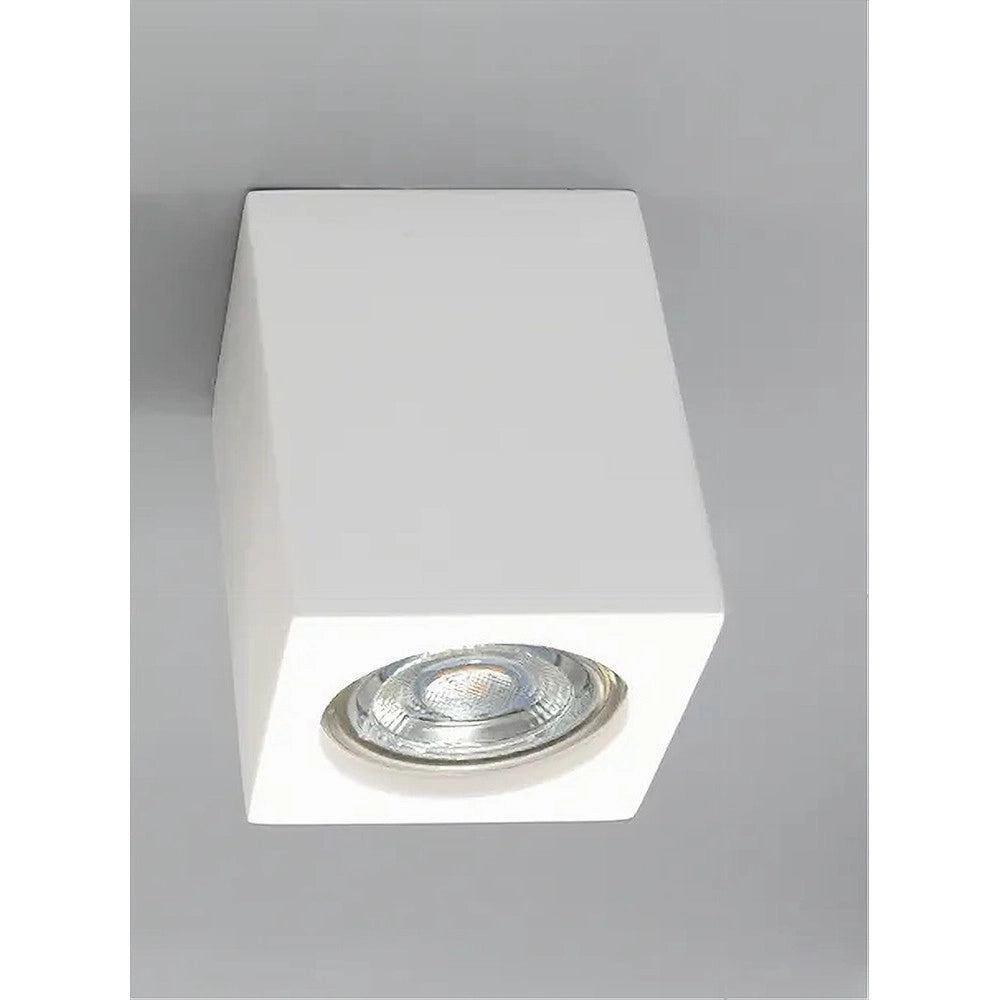 Trade Shop - Porta Faretto Lampada Soffitto Quadrato In Gesso Attacco Gu10 H90mm Ip20 Gs-c90-q -