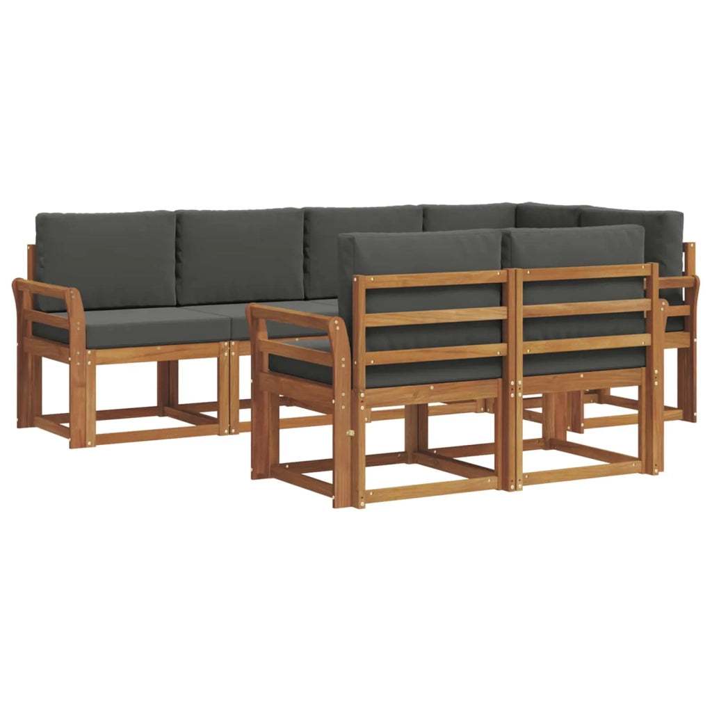 Set di divani da esterno con cuscino 7 pcs Naturale e Antracite 3366535
