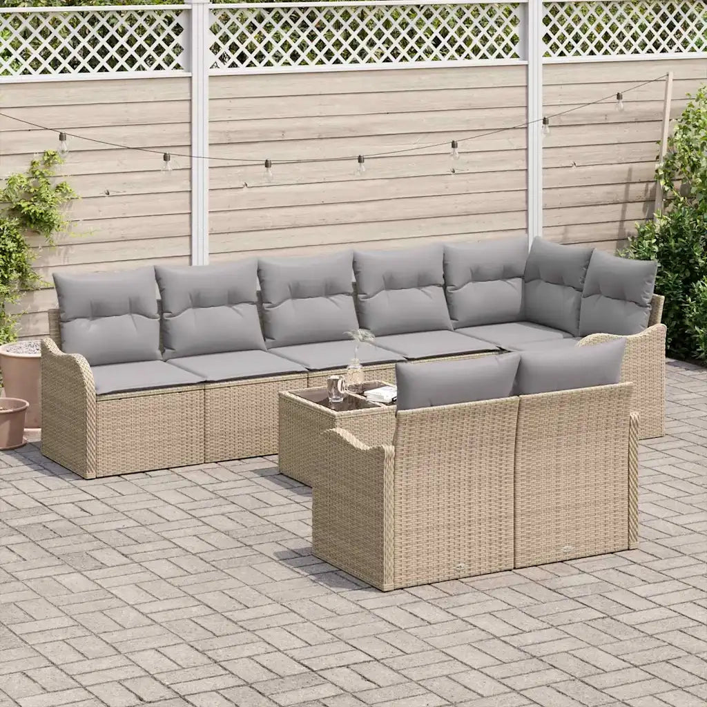 Set Divano da Giardino 9 pcs beige e grigio chiaro Poly Rattan 3354429