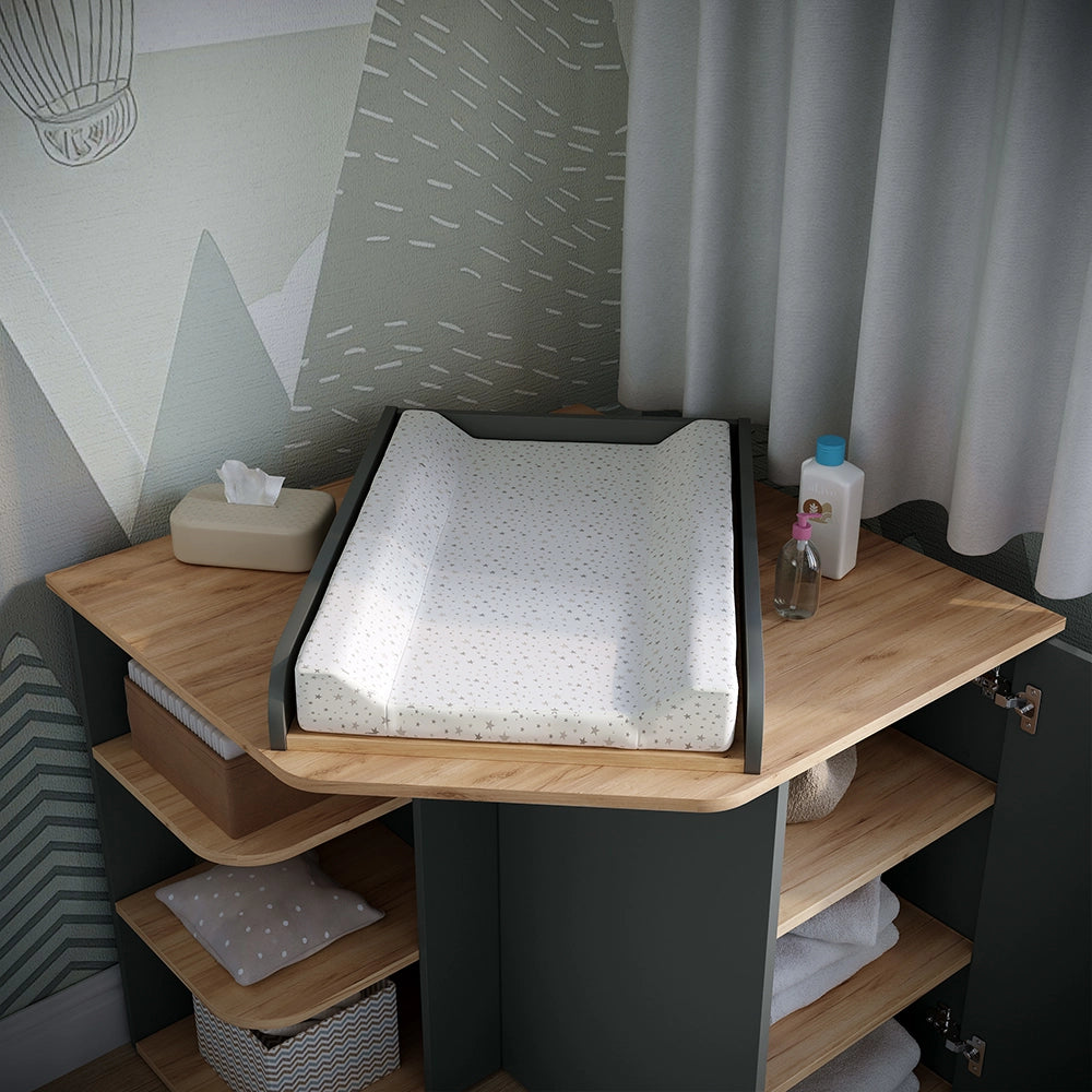 Vicco Fasciatoio Antracite/Artisan 85 x 77.3 cm con 3 scomparti chiusi