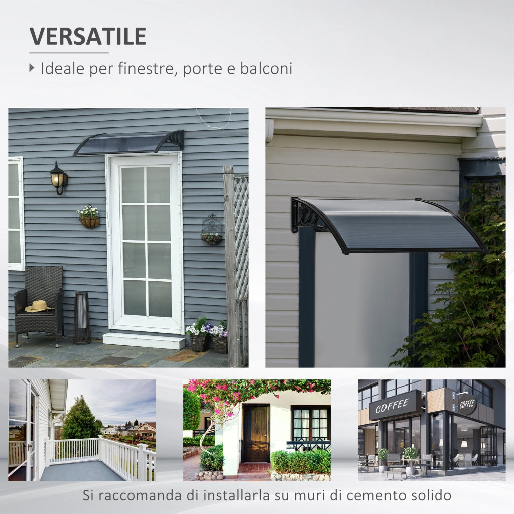 EasyComfort Tettoia in Policarbonato Anti-UV da Esterno per Porte e Finestre da 100x80 cm