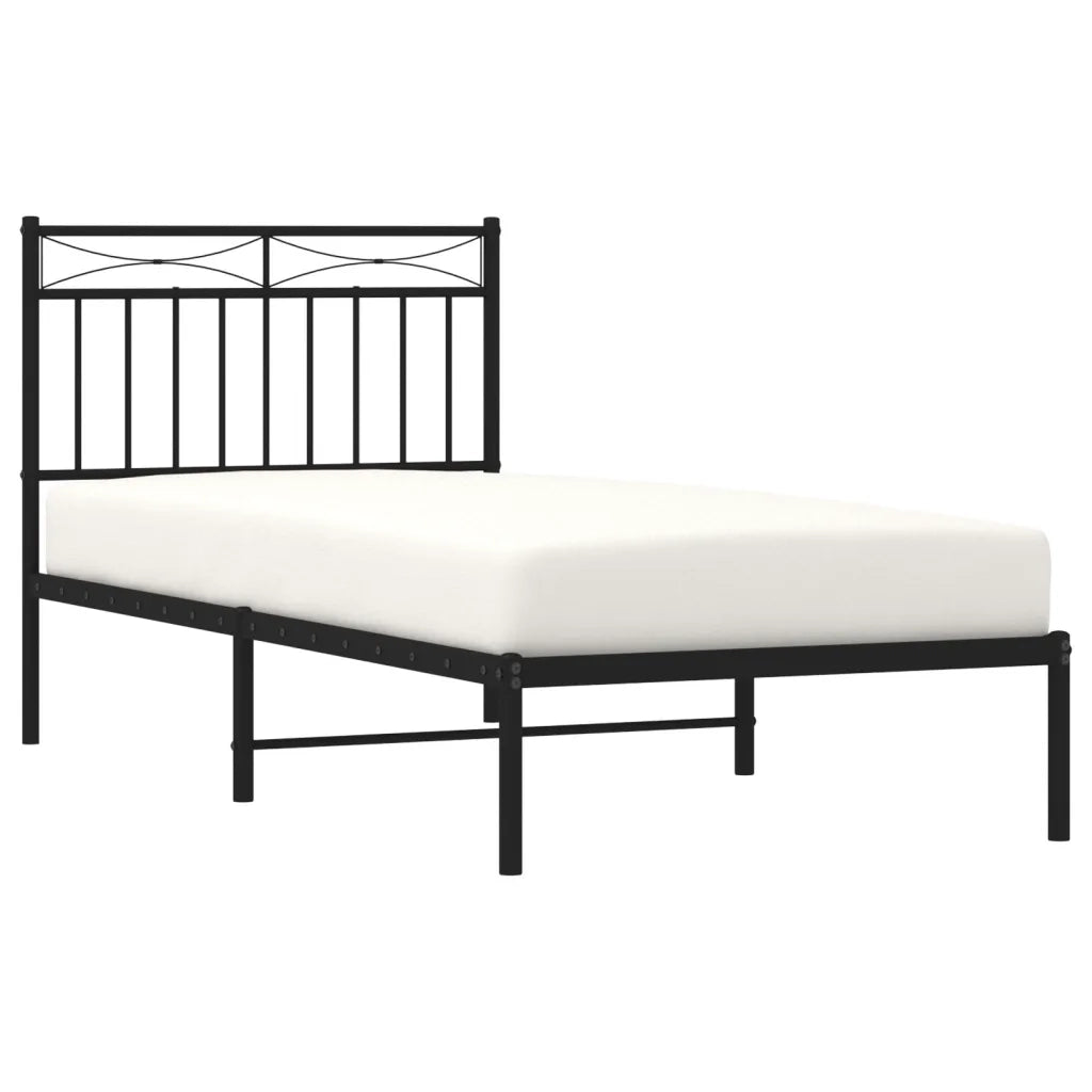 Giroletto con Testiera in Metallo Nero 90x190 cm 373683